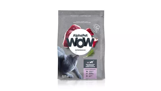 ALPHAPET WOW Adult Корм сух.утка с потрошками д/кошек 350г