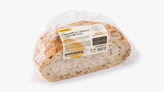 Хлеб "Домашний на закваске" с сем. льна, нарезка