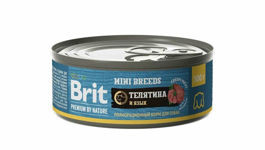 BRIT 100гр Корм для собак мелких пород Premium by Nature с телятиной и языком