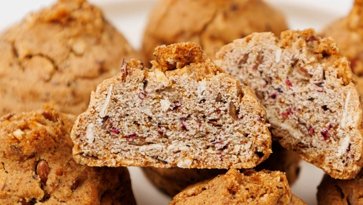 Печенье-мюсли "Льняное" с семенами льна и гибискусом Печенье-мюсли "Льняное" с семенами льна и гибискусом