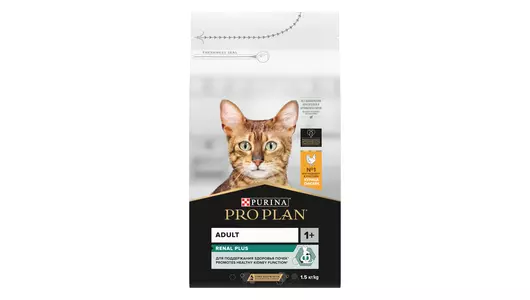 PRO PLAN Renal Plus Adult Корм сух.курица поддержания здоровья почек д/кошек 1,5кг