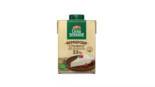 Сливки питьевые Село Зеленое для взбивания ультрапастеризованные 33% 500 г Сливки питьевые Село Зеленое для взбивания ультрапастеризованные 33% 500 г