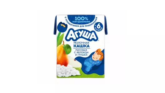 Каша молочная Агуша Засыпай-ка Рисовая с яблоком и грушей с 6 месяцев 200 мл