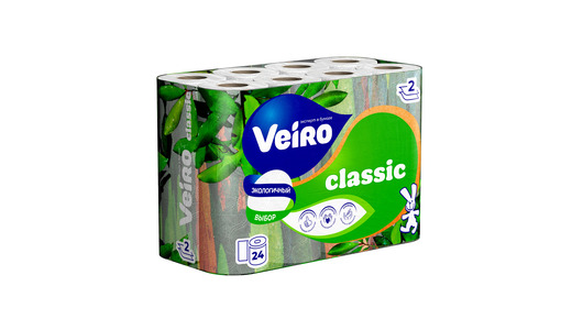 Бумага туалетная Veiro Classic 2-слойная 24 рулона