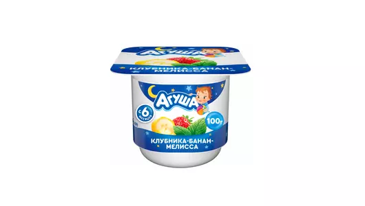 Творог детский Агуша Клубника-банан-мелисса с 6 месяцев 100 г