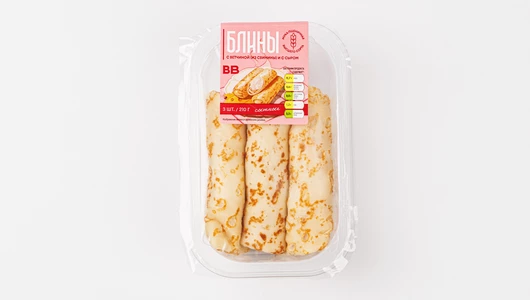Блины с ветчиной (из свинины) и с сыром Блины с ветчиной (из свинины) и с сыром