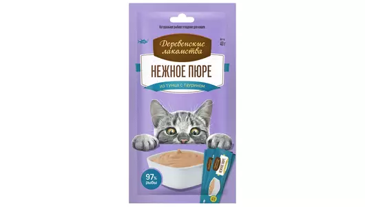 ДЕРЕВЕНСКИЕ ЛАКОМСТВА Нежное пюре из тунца д/кошек 40г