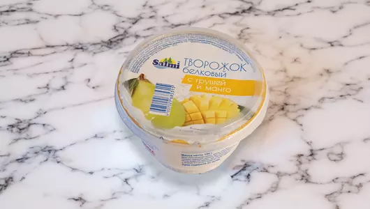 Творожок Salmi белковый с грушей и манго 4% 180 г