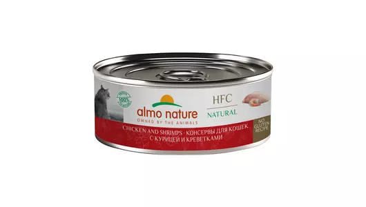 Almo Nature консервы Консервы   для кошек с курицей и креветками (HFC - Natural - Chicken and Shrimps), 100г