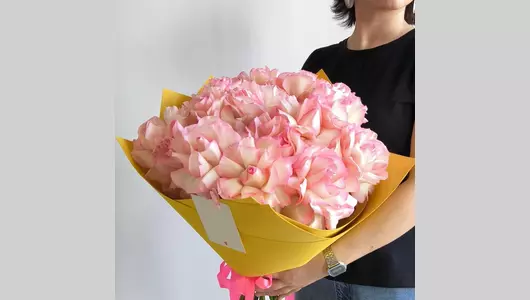 "Лимонный сорбет" Букет 15 Французских роз FMART by flowwow