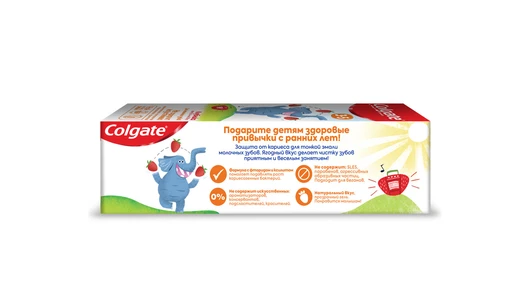 Зубная паста детская Colgate Клубника с фтором 3-5лет 60 мл Зубная паста детская Colgate Клубника с фтором 3-5лет 60 мл