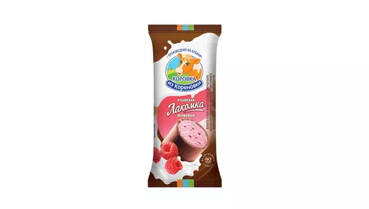 Мороженое Коровка из Кореновки лакомка 15% с малиной в шоколадно сливочной глазури 90&nbsp;г