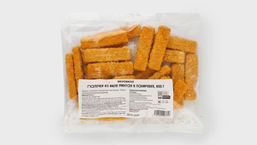 Палочки из филе минтая в панировке зам., 600 г