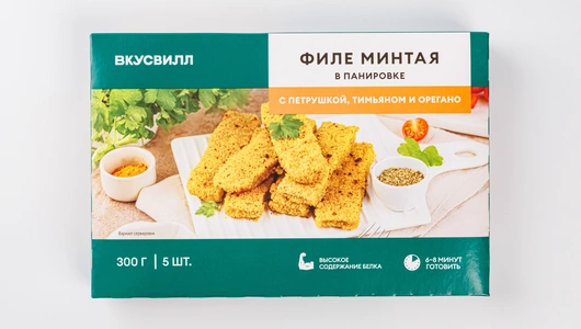 Филе минтая в панировке с петрушкой, тимьяном и орегано зам., 300 г