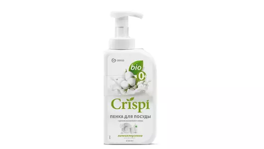 Пенка для мытья посуды Grass Crispi с ценными маслами белого хлопка 550 мл