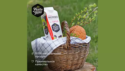 Молоко цельное 3,5% -5,2% Углече Поле Органик 1 л