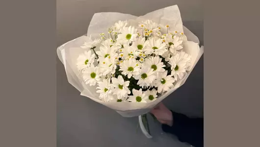 Красивый нежный букет из хризантемы ромашки «Воспоминание» FMART by flowwow
