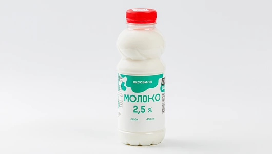 Молоко 2,5% в бутылке, 450 мл Молоко 2,5% в бутылке, 450 мл