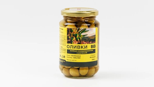 Оливки зеленые консервированные с косточкой, 340 г