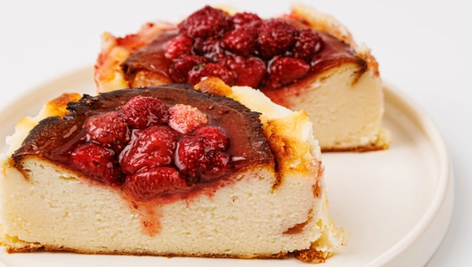 Чизкейк "Баскский" с земляникой, кафе