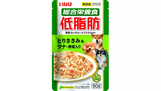 INABA TEISHIBO Корм влаж.куриное филе с тунцом и овощами в желе д/собак пауч 80г