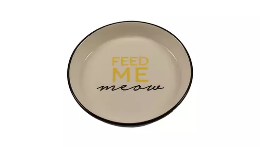 DUVO+ Миска для животных керамическая "Feed Me Meow", чёрно-белая, 13.8см/180мл (Бельгия)
