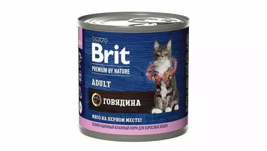 BRIT 200гр Корм для кошек Premium by Nature с мясом говядины