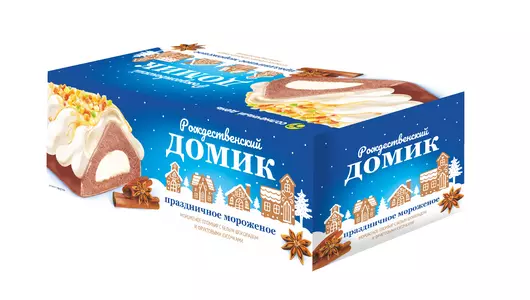 Мороженое Солнечный день пломбир Рождественский домик с&nbsp;шоколадом и&nbsp;фруктовыми кусочками 500 г