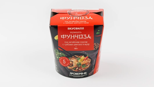 Вермишель Фунчоза под китайским соусом с грибами шиитаке и муэр, 130 г