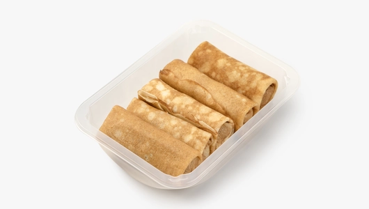 Большая порция блинов со сгущёнкой и арахисом (5 шт)