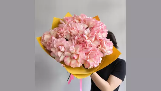 "Лимонный сорбет" Букет 15 Французских роз FMART by flowwow