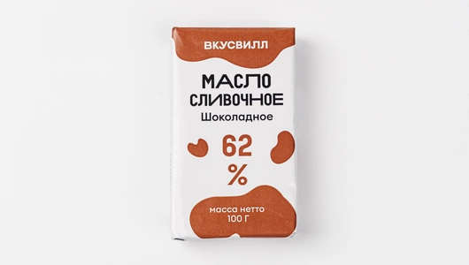 Масло сливочное шоколадное 62%, 100 г
