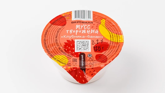 Мусс творожный «Клубника-Банан» однородный 3,2%