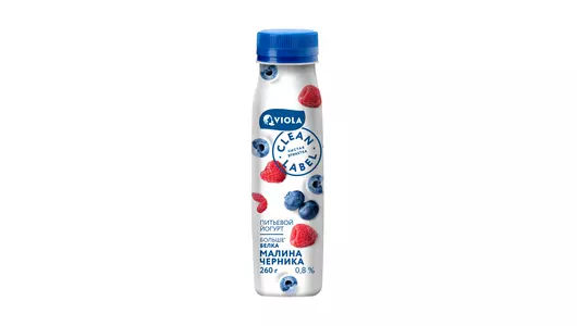 Йогурт Viola Clean Label с малиной и черникой 0,8% питьевой 260 г