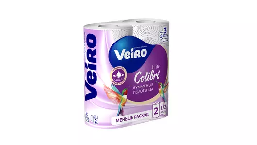Полотенца бумажные Veiro Elite Colibri 3-слойные 2 рулона