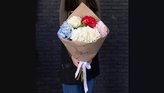 Букет из 7 гортензий микс
