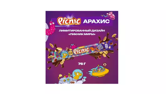 Шоколадный батончик Picnic Big с арахисом и изюмом 76 г