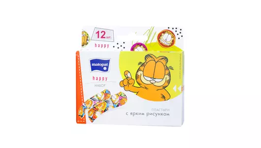 Пластырь matopat happy косметический детский с рисунком 12 шт