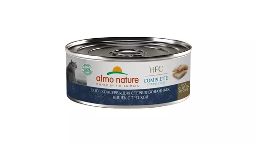 Almo Nature консервы Консервы   для стерилизованных кошек с треской (HFC – Complete Sterilised –  Cod), 100г
