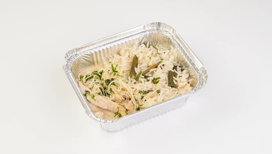 Индейка в&nbsp;сливочно-перечном соусе с&nbsp;рисом и&nbsp;фасолью