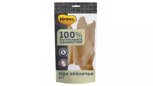 МНЯМС Лакомство Уши кроличьи д/собак 65г