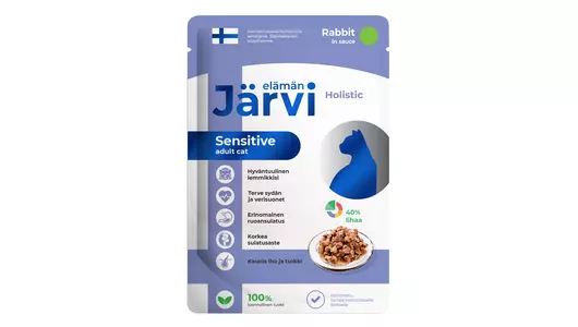Влажный корм Jarvi Holistic для кошек с чувствительным пищеварением (кусочки в соусе) с кроликом, 85 г