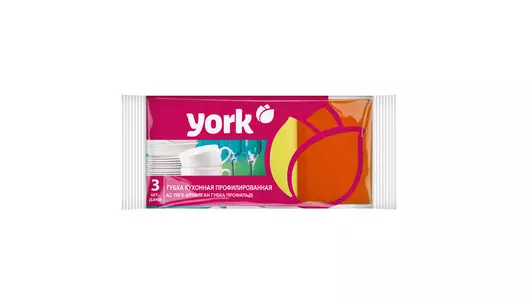 Губки для мытья посуды York профильные 3 шт