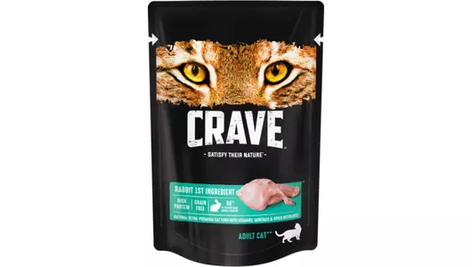 CRAVE 70гр Корм для взрослых кошек, с кроликом (пауч)