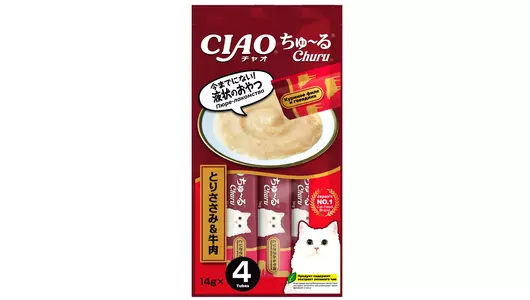 INABA Ciao Churu Лакомство куриное филе и телятина д/кошек 56г