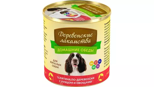 ДЕРЕВЕНСКИЕ ЛАКОМСТВА Корм влаж.телятина по-деревенски с рубцом и овощами д/собак конс.240г
