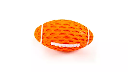 SkyRus Игрушка для собак резиновая "Мяч регби с сотами", оранжевая, 14.5x8.2x7.9см SkyRus Игрушка для собак резиновая "Мяч регби с сотами", оранжевая, 14.5x8.2x7.9см
