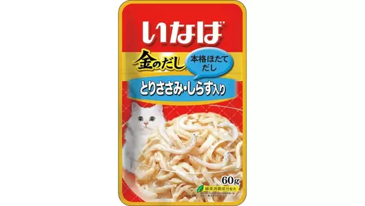 INABA Kinnodashi Корм влаж.куриное филе с мальками ширасу в желе д/кошек пауч 60г