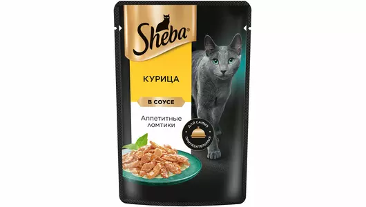 SHEBA 75гр Корм для кошек ломтики в соусе Курица (пауч)