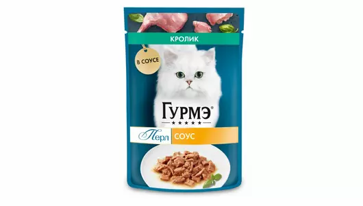 Влажный корм Гурмэ Перл Нежное филе для любых кошек, с кроликом в соусе, Пауч, 75г